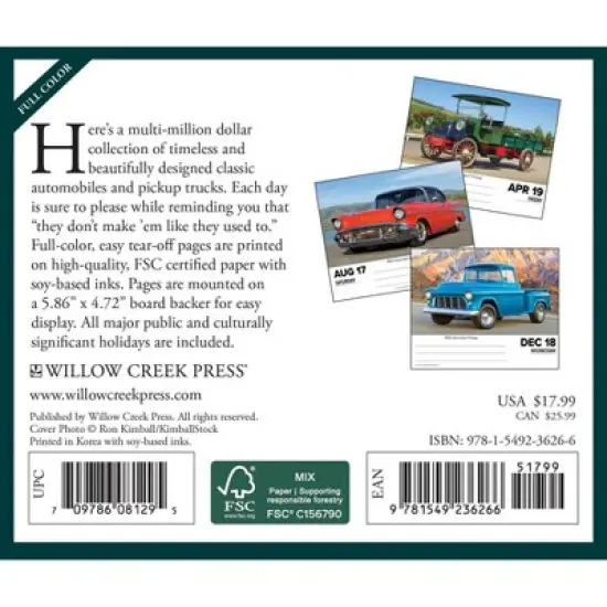 Willow Creek Press 2024 Daily Desk Calendar 5.2"x6.2" Classic Cars & Trucks image {1}