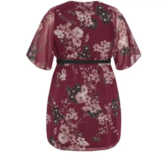 Women's Plus Size Bold Blossom Wrap Dress - ruby | CITY CHIC image {5}