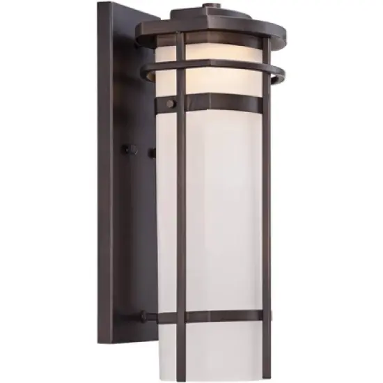 Possini Euro Design Theola Modern Outdoor Wall Light Fixture Bronze LED 16 1/4" Etched Glass Shade for Post Exterior Barn Deck House Porch Yard Patio image {4}