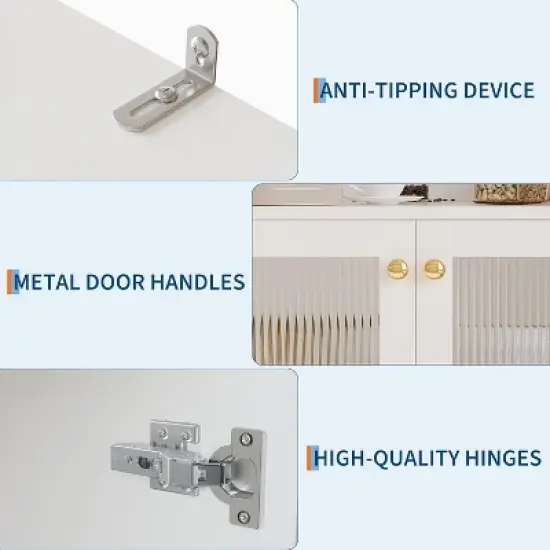 71" Kitchen Pantry Cabinet, Wooden Tall Sideboard Buffet Cabinet with Microwave Stand, Pegboard and Hutch, Pantry Storage Organizers Coffee Bar image {6}