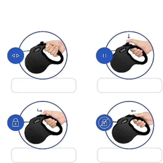 DDOXX 16.4 ft Retractable Dog Leash with Strong Reflective Nylon Strips and Break & Lock System - Black image {3}