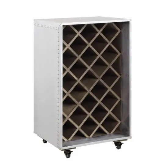 21.26" Raini Wine Rack Aluminum - Acme Furniture: 35.43" High, Holds 23 Bottles, Wood Composite image {5}
