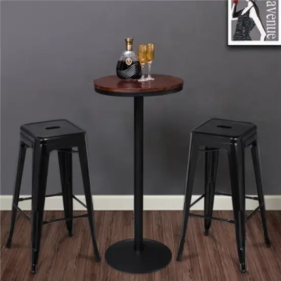Yaheetech Set of 4 Metal Backless Counter Height Bar Stools Stackable Chairs image {2}