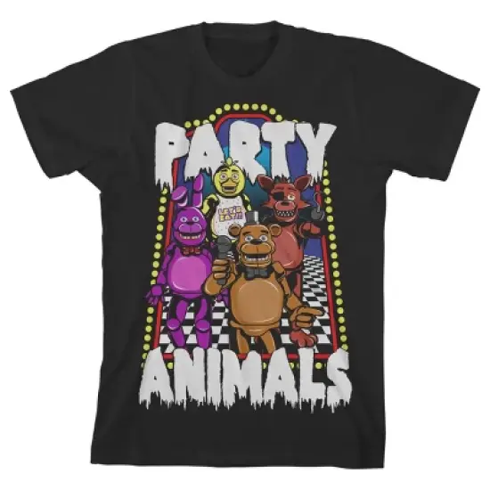 Five Nights at Freddy's Party Animals Boy's Black T-shirt image {5}