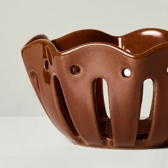 Set of 4 Wavy Edge Mini Berry Bowls Tan/Brown/Green/Winter Tan - Hearth & Hand&trade; with Magnolia image {2}