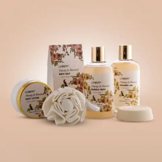 Lovery Home Spa Gift Basket - Honey & Almond Scent - Luxury Set image {4}
