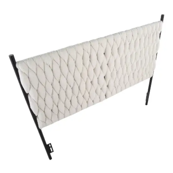 Queen Braided Matisse Faux Shearling/Metal Headboard Black/Cream - LumiSource image {3}