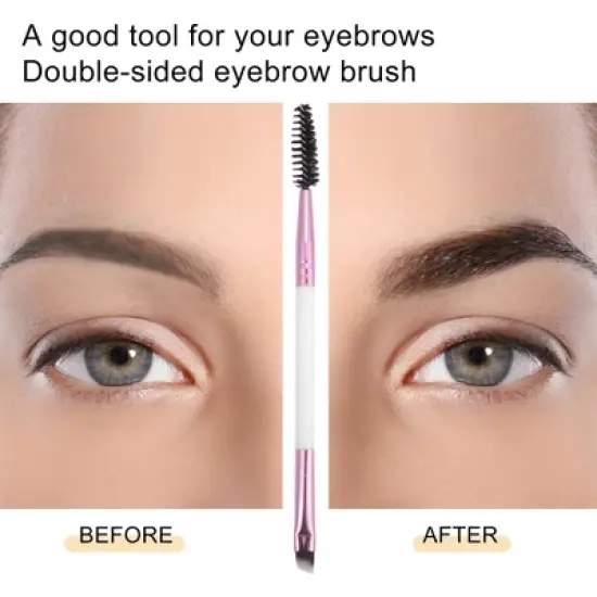 Unique Bargains Soft Double Heat Angled Eyebrow Brush Eyelash Extension Brush for Women Eye Makeup image {3}