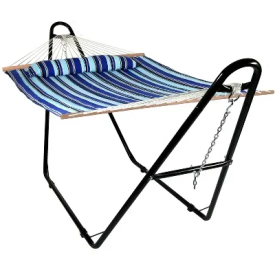 Sunnydaze Double Quilted Fabric Hammock with Universal Steel Stand - 450-Pound Capacity image {14}