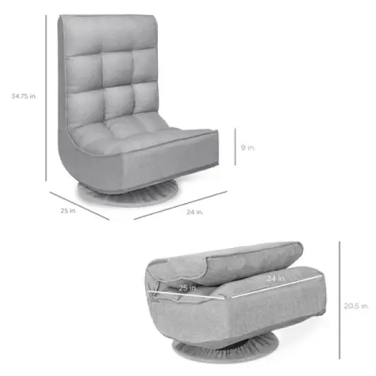 Best Choice Products Folding Floor Gaming Chair for Home, Office w/ 360-Degree Swivel, 4 Adjustable Positions image {6}