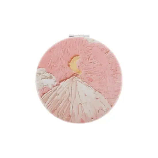 Unique Bargains Round Hand-drawn Makeup Mirror Pink 1 Pc image {3}