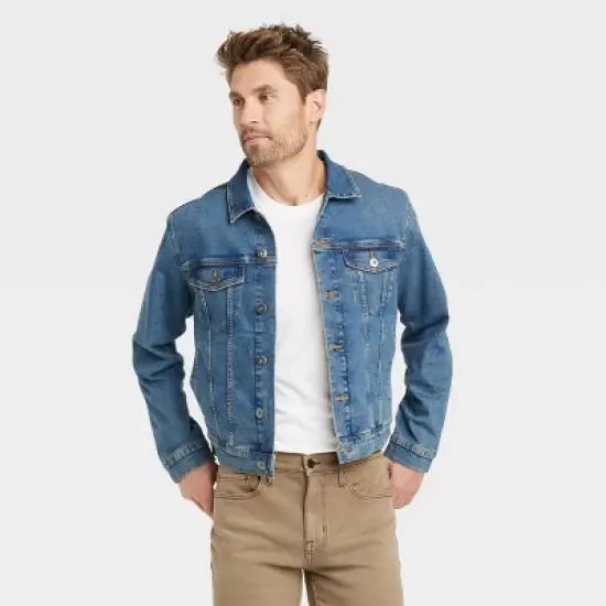 Men's Midwash Denim Trucker Jacket - Goodfellow & Co&trade; Blue image {3}
