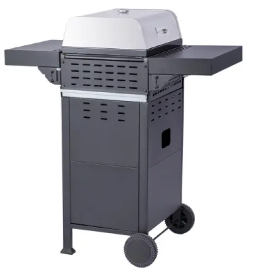 2-Burner Propane Gas Grill with Pizza Box, Stainless Steel Control Panel, Enamel Firebox, Foldable Side Table, Hanging Basket, 24,600 BTU Outdoor image {5}