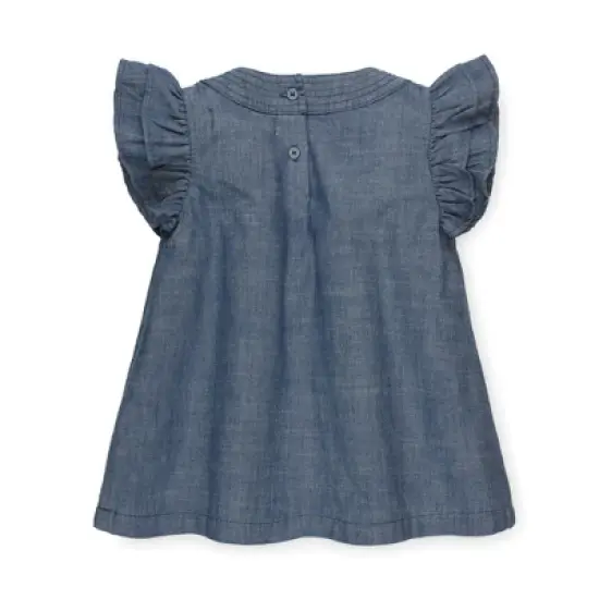Hope & Henry Girls' Flutter Sleeve Chambray Top, Infant image {2}