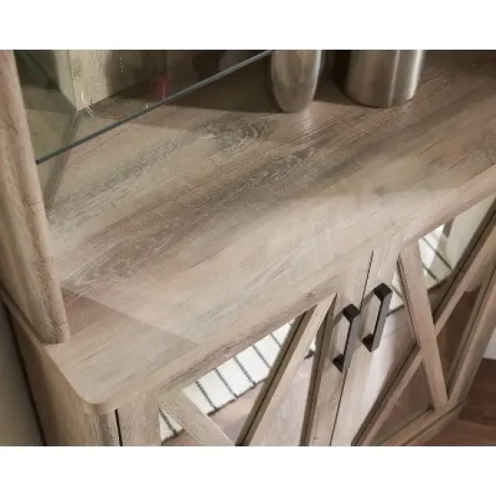 Home Source Grey Wash Corner Bar Cabinet with Mirrored Panels image {5}