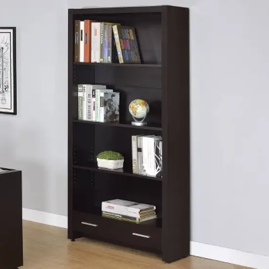 70.75" 4 Shelf Bookcase Cappuccino - Coaster image {1}