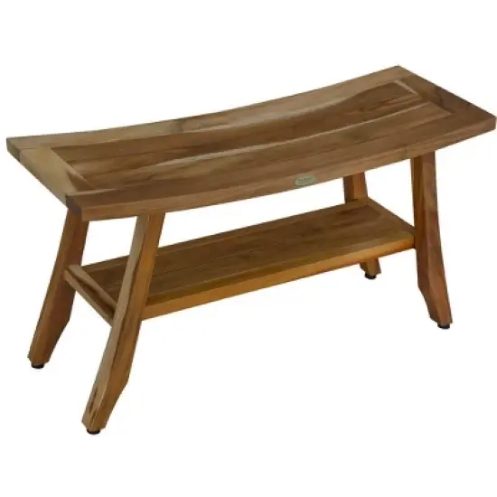 EcoDecors&reg; Satori&reg; 34" Teak Wood Shower Bench with Shelf in EarthyTeak Finish image {10}