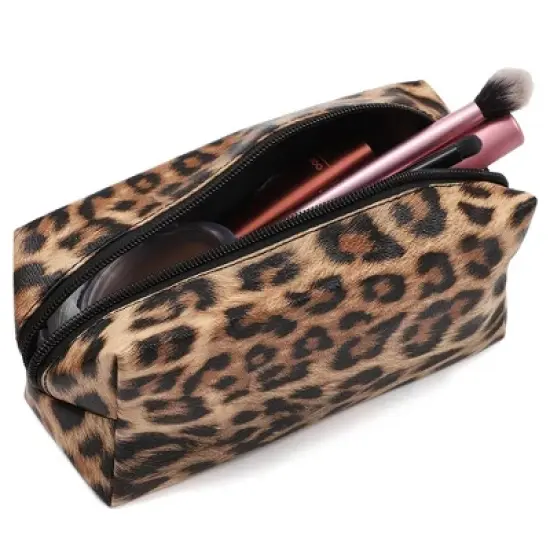 Glamlily 2-Pack Small Leopard Print Travel Cosmetic Makeup Bag, Jewelry Pouch Toiletry Organizer For Women image {2}