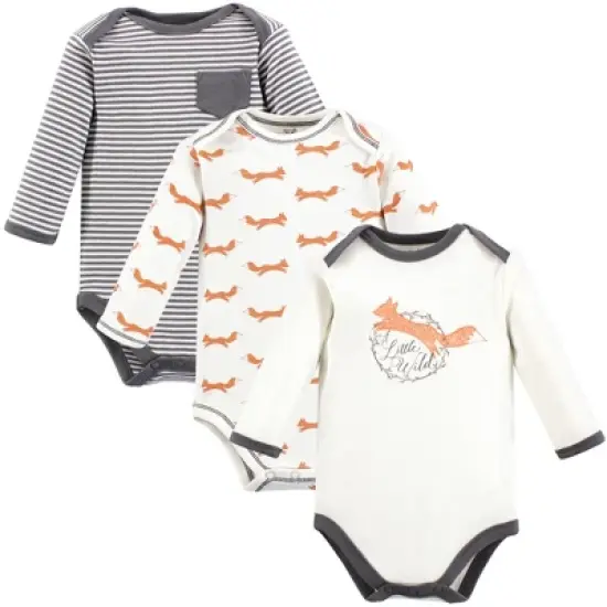 Touched by Nature Baby Boy Organic Cotton Long-Sleeve Bodysuits 3pk, Fox image {4}