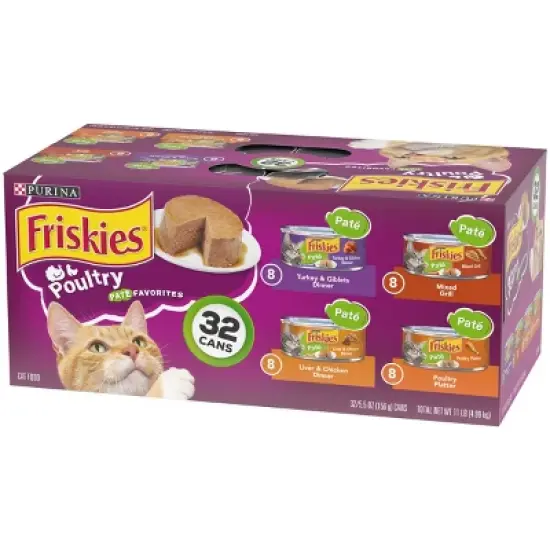 Purina Friskies Pat&eacute; with Liver and Turkey Flavor Wet Cat Food Poultry Favorites - 5.5oz/32ct Variety Pack image {4}