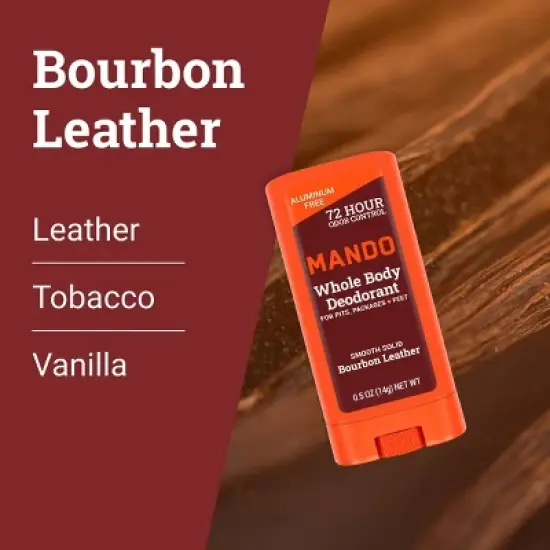 Mando Whole Body Men's Smooth Solid Deodorant Bourbon Leather - Trial Size - Aluminum-Free 0.5oz image {7}