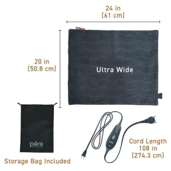 Pure Enrichment Pure Radiance Ultra-Wide Luxury Heating Pad - 20" x 24" - Iron Gray image {5}