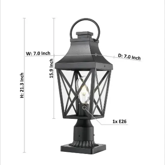 Gulches Outdoor Lamp Posts, 18-22" Vintage Black/Bronze Lanterns with Clear Glass, Waterproof for Garden, Patio, Pathway (1-2 Pack) image {9}