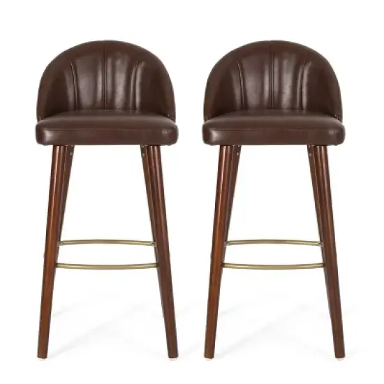 2pc Cullimore Contemporary Channel Stitch Counter Height Barstools - Christopher Knight Home image {11}