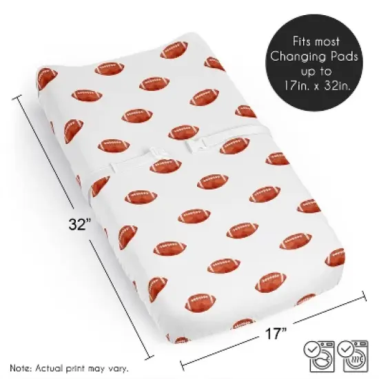 Sweet Jojo Designs Boy Changing Pad Sheet Football Brown and White image {5}