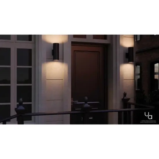 Urban Ambiance Luxury Contemporary Outdoor Wall Light,  14"H x 5"W,  Midnight Black Finish, UHP1062 image {1}