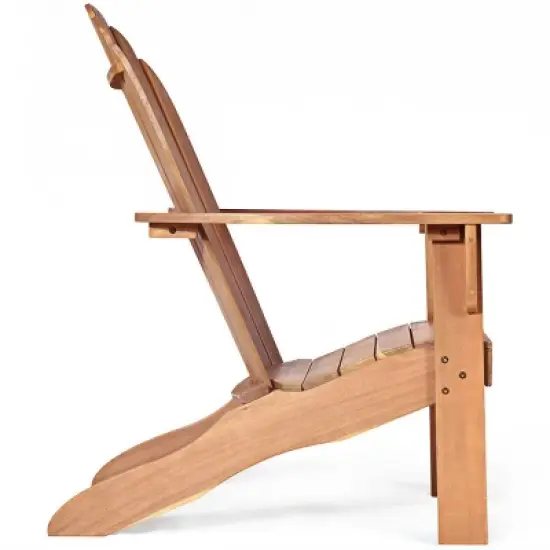Tangkula 2PCS Wooden Classic Adirondack Chair Lounge Chair Outdoor Patio Natural image {5}