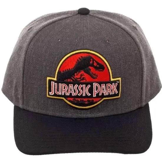 Jurassic Park Hat Classic Logo Curved Snapback Cap Grey image {1}