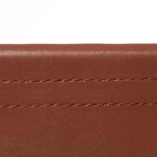 Fabulaxe Gold Metal and Brown Leather Modern Decorative Freestanding Magazine Book Rack Storage Holder image {6}