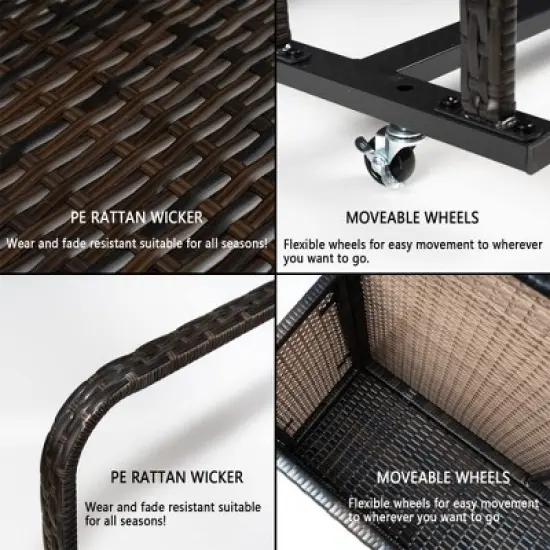 Poolside Float Storage Organizer, Outdoor Rattan Caddy with Wheels & Basket Organizer image {2}