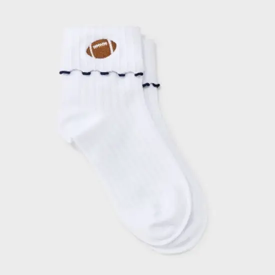 Women's Game Day Embroidered Football Pointelle Bobby Socks with Lettuce Edge Cuff - Wild Fable&trade; image {10}
