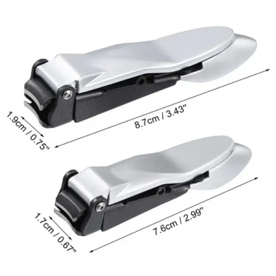Unique Bargains Stainless Steel Nail Clippers Portable Nail Clipper Set for Nail Care 2 Pcs image {3}