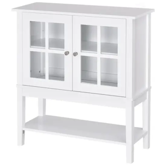 HOMCOM Kitchen Credenza & Sideboard Buffet Cabinet with 2 Glass Doors & Storage Shelves image {3}