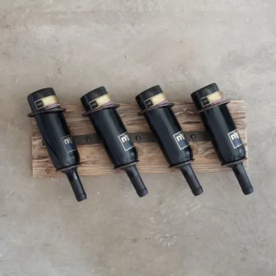 Twine Rustic Country Wood and Metal Wine Rack, Set of 1, Wall Mounted Wine Rack, Wine Storage, Wood and Wrought Iron image {2}