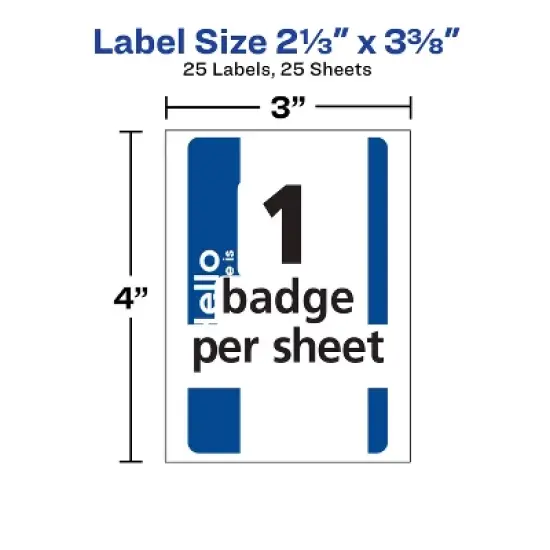 Avery "Hello My Name Is" Name Tags, 2-1/3" x 3-3/8", White with Blue Border, Non-Printable, 8 Packs, 200 Name Badges Total (21927) image {5}