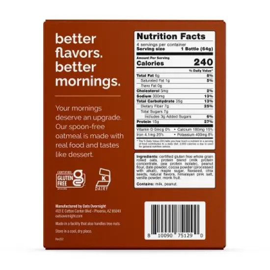 Oats Overnight Chocolate Peanut Butter Breakfast Shake - 8.8oz/4ct image {3}