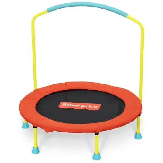 Fisher-Price New 2025 Model Mini Trampoline, WonderJump 36 Inch Round Indoor Trampoline with Stabilizing Handlebar, Multicolor image {6}