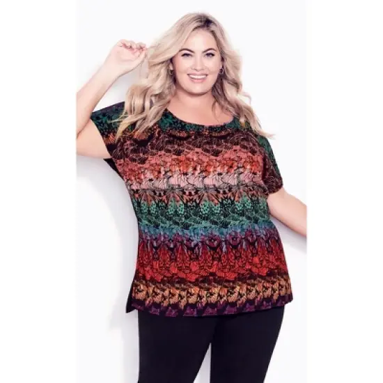 Women's Plus Size Mixed Media Top  - Metamorphosis | AVENUE image {5}