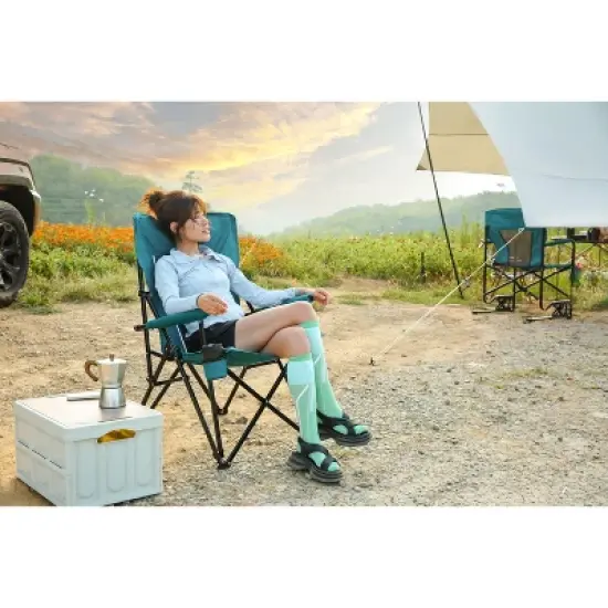 PAGED Camping Lounge Chairs with Cup Holder,Outdoor Portable Chairs with High Back,Folding Chairs for Lawn,Beach image {6}