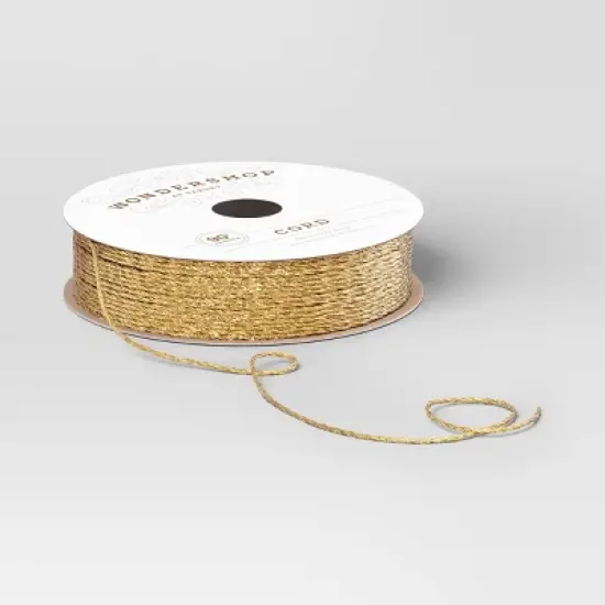 90' Christmas Fabric Ribbon Gold Cord - Wondershop&trade; image {2}