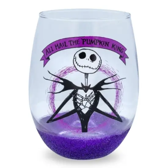 Silver Buffalo Disney Nightmare Before Christmas "All Hail Pumpkin King" Stemless Wine Glass image {7}