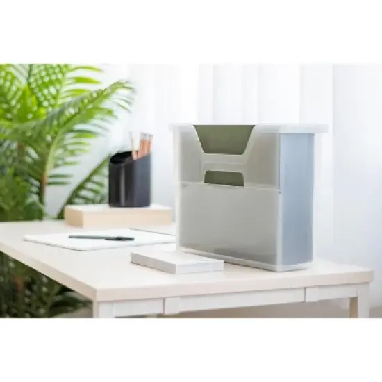 IRIS USA Small Portable Desktop File Box with Open Top, Letter Size, Clear image {1}