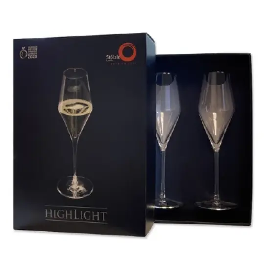 Stolzle Lausitz Set of 2 9.75oz Highlight Flutes Drinkware with LED Light: Wedding & Champagne Flutes, Dishwasher-Safe image {1}