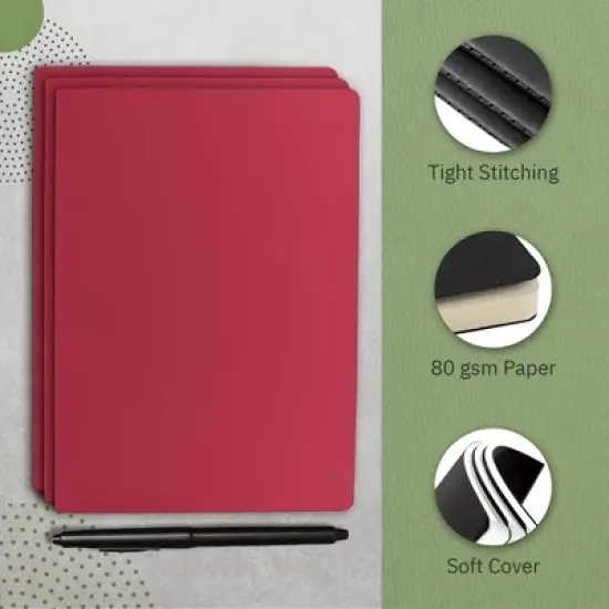 Paper Junkie A5 Lined Notebooks with Softcover - College Ruled Notebook - 92 pages, 5.5" x 8.3" (Wine, 6 pack) image {3}