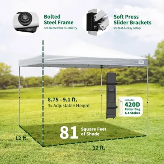 Caravan Canopy V-Series 12 x 12' 2 Slant Leg Sidewall Kit & V-Series II 12 x 12' Entry Level Angled Leg Instant Canopy for Recreational Uses image {1}