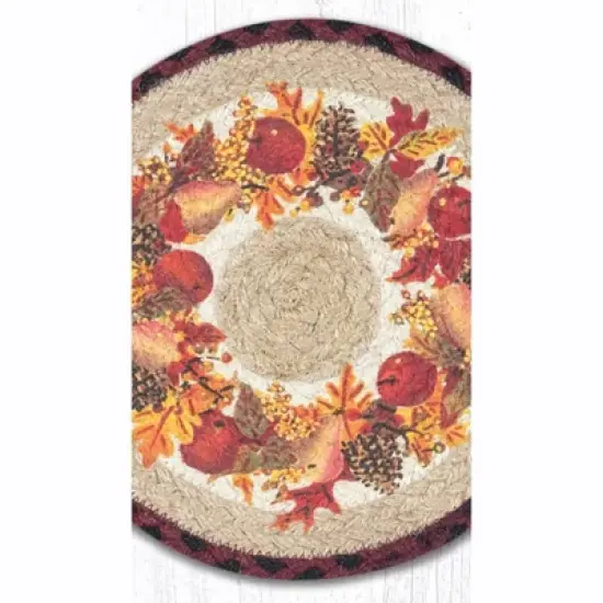 Earth Rugs Autumn Wreath Round Printed Trivet 10" Rustic Kitchen Decor image {2}